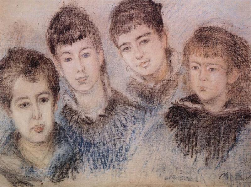 Claude Monet The Four Hoschede Childern Jacques,Suzanne,Blanche and Germaine
